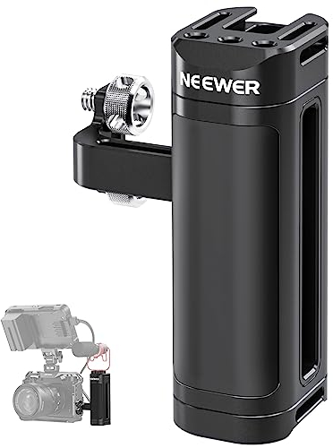 NEEWER Side Handle Leichter Seitengriff mit zwei 1/4Schrauben (18mm-20mm Abstand), 1/4Gewinde, Cold Shoe, Nach Oben und Unten Verstellbarer Kameragriff, kompatibel mit SmallRig NEEWER Cage, CA022H