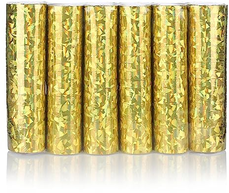 KarneLux Luftschlangen 'Gold Glitzer Metallic' - Partydekoration für Geburtstage, Hochzeiten und Silvester - 6er Pack