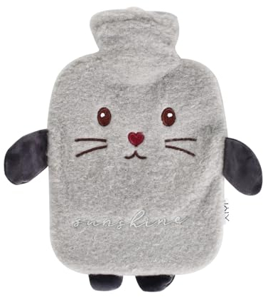 1000ML Bouillotte D'eau Chaude, Mini Bouteille D'eau Chaude avec Housse, Sac D'eau Chaude en Peluche Souple Mignon Portable, pour Soulagement de la Douleur, Dos, Cou et Épaules