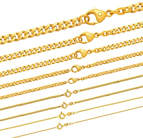 hoplo holzenplotz Edle massive Goldkette Panzerkette Halskette aus 750-18 Karat Gelbgold in Juwelier Qualität, Länge:50, Kette-Breite:1.1 mm