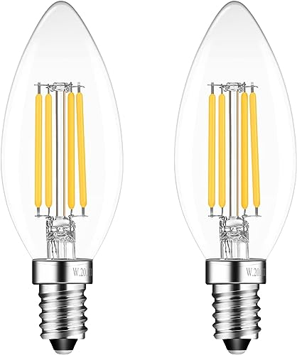 TobeBright 4W Lampadine Filamento LED E14, Dimmerabile Lampadina Candela LED E14 Luce Calda 2700K Lampadina Vintage LED C35 Equivalenti a 40W per Lampadario Lampada da Tavolo (Confezione da 2)