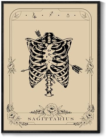 MHARTK66 Konstellation Leinwand Bilder mit Rahmen Schwarz, 30x40 cm Schütze Tarot Wandbilder Wohnzimmer, Hexe Dunkle Akademie Wandkunst Aesthetic, Gotische Wanddeko Schlafzimmer Desktop Zimmer Flur