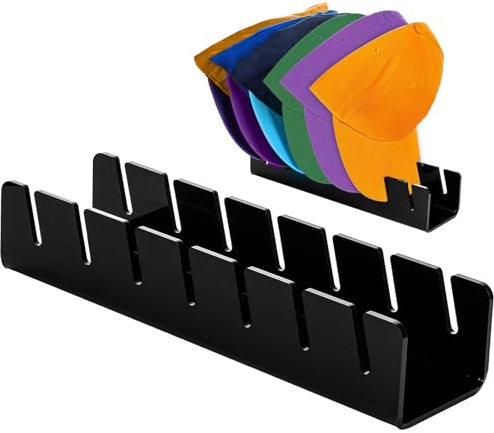 Acryl Cap Halter,Cap Halter,Cap Organizer,Kappen Organizer,Cap Aufbewahrung,Cap Halterung,Keine Installation,Kappenhalter,Wird Zur Präsentation von Baseball Caps,Bietet Platz für 7 Hüte,Schwarz