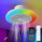 IZOWE Deckenventilator RGB Dimmbar Deckenventilatoren mit Beleuchtung 3 Farben Reversibel Deckenlampe Ventilator 6 Tempo Leise Deckenventilatoren LED 39cm Kleiner Deckenlampe mit Ventilator Party