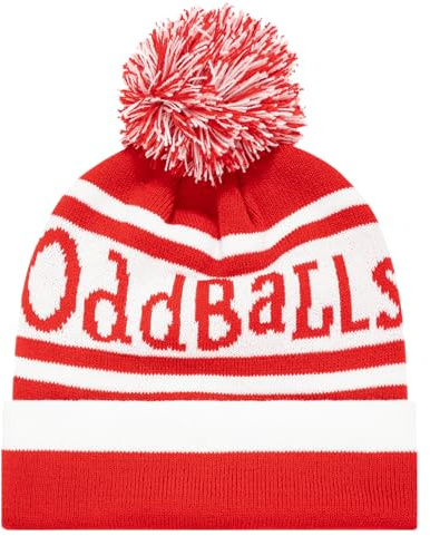 OddBalls | Unisex Bobble Hat | Winter Hat for Men/Women | Wooly Hat | Cherry & White