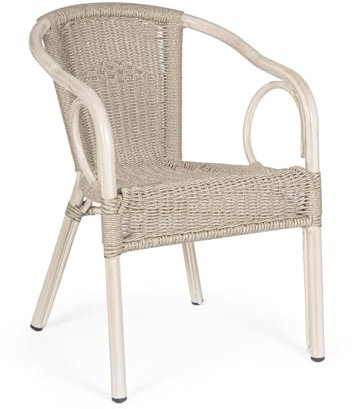Bizzotto Stuhl mit Armlehnen CALA Antik, aus Aluminium, Geflecht aus Kunstfaser