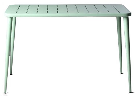 LOKKHAN Moderner rechteckiger Metall-Esstisch für 6 Personen - Innen- und Außentisch, Café-, Bar-, Büro- und Besprechungstisch, Garten, Balkon, 120x60x76 cm (Erbsengrün)