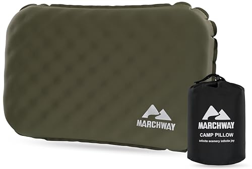 MARCHWAY Lightweight Compact Inflatable Camping Pillow with Soft Foam Top