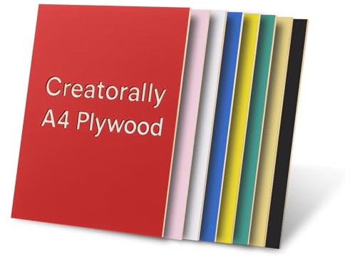 Creatorally Colored Plywood Sheets, 8pcs Laser Engraving Materials 297x210x3 mm, Colorful A4 Basswood Board Ideal for DIY CNC Cutting Pyrography