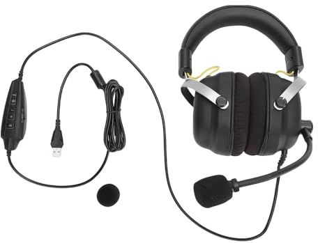 Plyisty USB-Kabelgebundenes Gaming-Headset, 360-Grad-3D-7.1-Surround-Sound, Stereo-Subwoofer, drehbares Mikrofon, FPS/RPG/Sound-Visual-Modi, bequemer