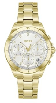 BOSS Multi Zifferblatt Quarz Uhr für Damen Kollektion Alley mit Goldfarben Edelstahlarmband - 1502829