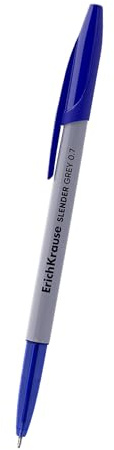 Erich Krause Kugelschreiber 0,26mm 1 Stück Schreibfarbe blau - einfaches und weiches Schreiben - schlanke Form & graues Gehäuse - Kulis & Schreibtischzubehör - Slender Grey Stick