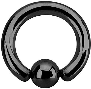 Treuheld® Klemmring Piercing BCR Ring - Schwarz - Edelstahl/Chirurgenstahl - Dick & Groß - Klemmkugelring - 4x14mm