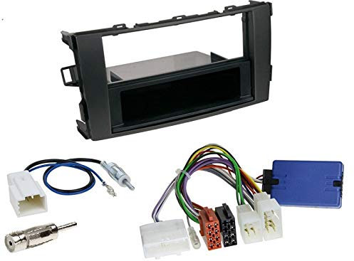 1 DIN Radio Einbauset mit Lenkradfernbedienung für Toyota Auris (E15J/E15UT) 11-12 schwarz