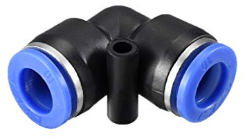 sourcing map Codo de plástico para conectar tubo de 10 mm de diámetro exterior neumático de aire a presión de ajuste de bloqueo azul 10 piezas