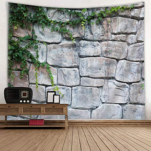 Lsimeru Steinmauer Wandteppich Stein Wand Steinoptik 180x230 Weed Wandbehang Psychedelische Kunst Sommer Wandtuch Tapestry Wandkunst Wohnzimmer Deko