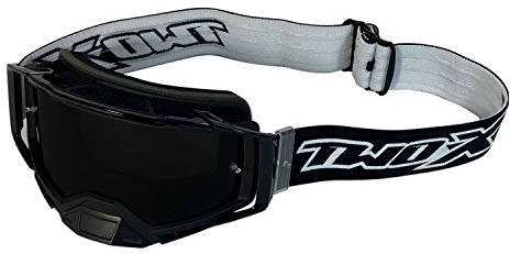 TWO-X Cross-Brille - Motocross-Brille mit getöntem schwarzen Glas - Kratzfeste Brille - Enduro & Downhill - Schutz-Brille - Atom - Blackhawk-Schwarz
