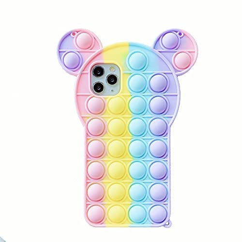 Relive Stress Pop Fidget Toys Rabbit Ear Cat Toy Push It Bubble Silicone Phone Case for Phone 6 6s 7 8 Plus X XR XS 11 12 Pro Max Soft Cover (For iPhone 8 Plus,Minnie)