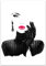 wandmotiv24 Poster als Wanddeko, Größe 100x70cm, Model Gemälde, Rot, Fashion, Frau, Frauen Lippen, Makeup, Moderne Wanddeko, Wandbilder, Deko, Bild M0064