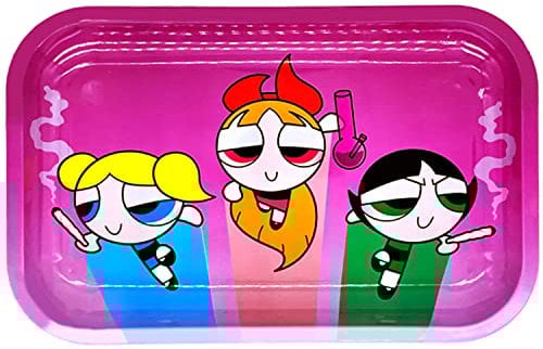 YINGZON Pink Cute Large Vibrant Unique Metal Rolling Tray - 11.3'' X 7.4'' (Large, TPG)