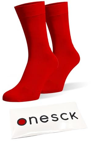 ONESCK Super Soft Cotton Dress Socks Vibrant Plain Colours for Women (Red, 4-7)