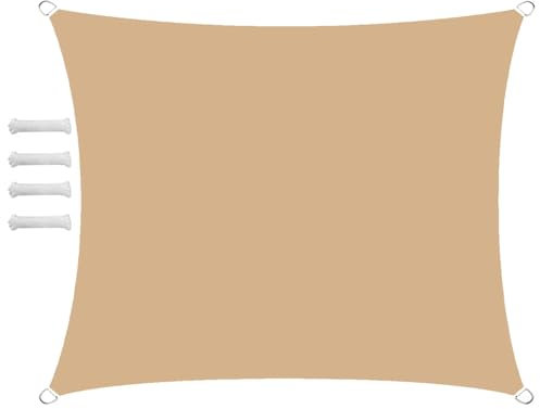 Voiles d'ombrage pour Patio Triangulaire Rectangulaire Voile d'ombrage avec Corde Libre Imperméable Résistant UV98% pour Jardin Terrasse Camping Piscine Extérieur Balcon 2x3m Beige