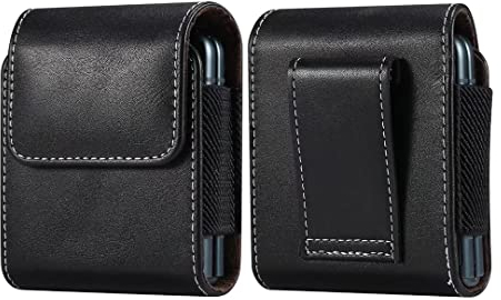 Baiyian Gürteltasche Holster Handytasche Gürtel Hülle Ledertasche für Samsung Galaxy Z Flip 4 / Flip 3, Motorola Moto Razr 2022, Schwarz