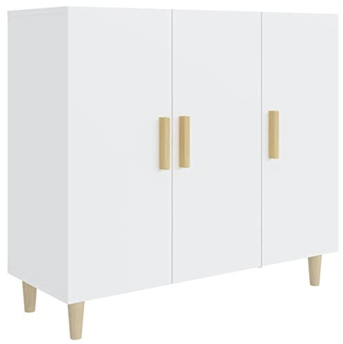 vidaXL Buffet Armoire de Rangement Organisateur de Maison Meuble de Rangement Armoire de Salon Intérieur Blanc 90x34x80 cm Bois d'Ingénierie