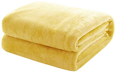 2 Stück Kuscheldecke Flauschige extra weich & warm Wohndecke Flanell Fleecedecke, Falten beständig/Anti-verfärben als Sofadecke oder Bettüberwurf, Größe:150 cm x 200 cm, Farbe:Vanille Gelb