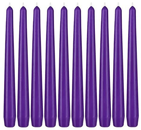 BRUBAKER Premium Spitzkerzen Lila - 50 Stück - bis zu 7,5 Stunden Brenndauer pro Kerze - 24 cm Tafelkerzen Set für Kerzenständer und Kronleuchter - Leuchterkerzen Halterkerzen