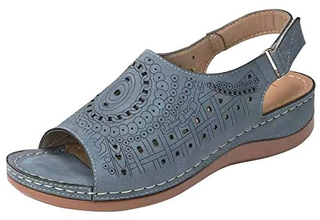 HAOLEI Sandale OrthopéDiques Femme Ete Pieds Sensibles Chaussures Larges Confortable Sandales à Bout Ouvert Randonnee Chaussures De Loisirs