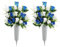 U'Artlines Künstliche Friedhofsblumen für Grabschmuck, Seide, Gedenkrosen, Grabblumen für Grabvasen, Friedhof, Blumenarrangements (blau und weiß), 2 Stück