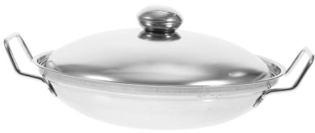 Lurrose 1 Set Stainless Steel Pot Stainless Steel Cooking Pot Saute pan Japanese Cooking Cooker with lid Japanese nabe shabu nonstick Flying pan Food Metal