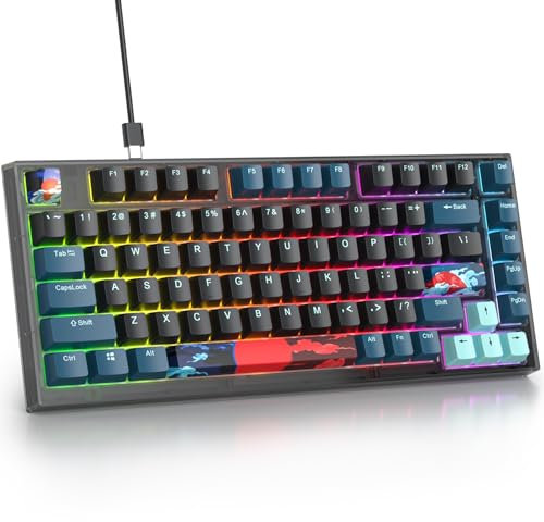 Guffercty kred 75% Gasket Mount Gaming Keyboard Hot-swappable, TKL Wired RGB Mechanical Gaming Keyboard with Pre-lubed switches for Mac/Win (75% Monster-B)