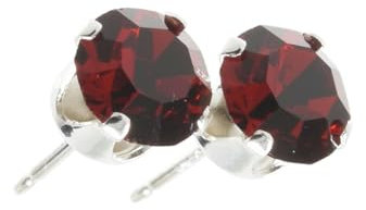 pewterhooter London Collection Women's 925 Sterling Silver Crystal Stud Earrings (Ruby Red)