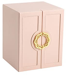 BODHIS Schmuckschatullen, Schmuckschatulle, Doppeltür, fünf Schubladen, Aufbewahrungsbox für Ringe, Ohrringe, Halsketten, Armbänder, Lippenstifte, Uhren, Aufbewahrungsbox (Messi