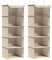 SONGMICS Hanging Wardrobe Storage Organisers, Set of 2, Hanging Storage Shelves, Foldable Wardrobe Clothes Organisers, Space-Saving, Metal Hooks, Bamboo Inserts, Linen Pattern, Sand Beige RCH005Y02