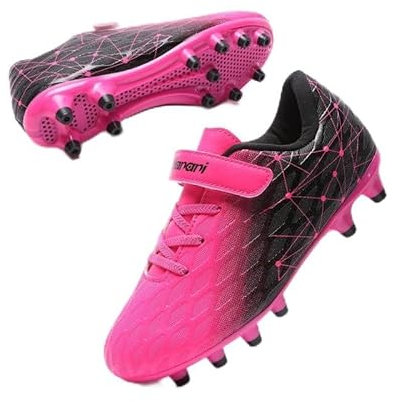 Scarpe da Calcio Bambino FG/AG Ragazzi Ragazza Professionale Teenager Scarpe da Allenamento All'aperto di Calcio Antiscivolo Resistenti Spikes Football Outdoor Shoes Athletic Unisex Rosa EU33