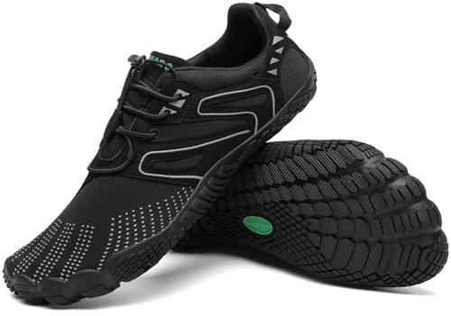 SAGUARO Vitality IV - Barfußschuhe Herren Barfussschuhe Damen Zehenschuhe Barfuß Fitnessschuhe Leicht Straßenlaufschuhe Minimalschuhe Barefoot Shoes Super Schwarz,Gr.42