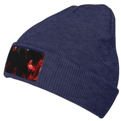 VAGILO Abstrakte Strickmütze in Rot, Schwarz und Weiß, Wintermütze für gemütliche und stilvolle Kopfbedeckung, für kaltes Wetter, Outdoor-Aktivitäten, Alltag, Acryl-Strickmütze, marineblau,
