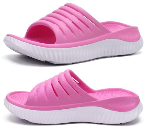 KuaiLu Sandales de Récupération Femmesable Orthopediques Fasciite Plantaire Soutien Voûte Plantaire Claquettes été Plage Piscine Bout Ouvert Legere Sport Sandalette Antidérapante RoseBlanc 39
