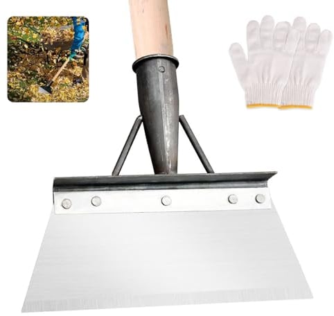 ALLOMN Pala de jardín, pala de jardín multifuncional, pala de limpieza de jardín al aire libre, pala plana para quitar la nieve con guantes, herramienta de eliminación de malas hierbas para patio, sin