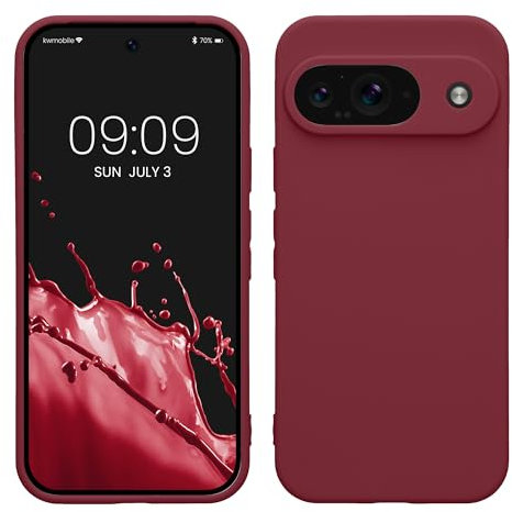 kwmobile Handyhülle kompatibel mit Google Pixel 9 Hülle - Handy Case aus weichem Silikon in Bordeaux Violett
