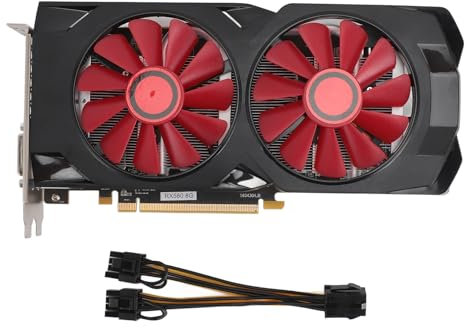 BONKZEBU Carte Graphique de Jeu RX 580, Carte Graphique GDDR5 8 Go, Carte Graphique de Jeu PCIe à Double Ventilateur de Refroidissement Silencieux 256 Bits pour Ordinateur de Bureau