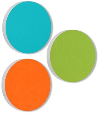 platino24 Schallabsorber Colore Kreis Set – Türkis & Hellgrün & Orange | 3er Set – Schalldämmung für Wand & Decke – aus Basotect G+ à 40cm Durchmesser & 5cm Dicke – einfache Montage mit Klebepads