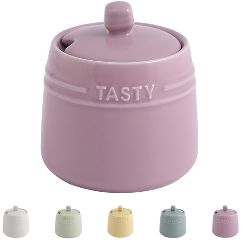 Dowbom Zuckerdose mit Deckel und Löffel, Zuckerdose, Zuckerdose, Zuckerdose, Vorratsdose, Zuckerbehälter (lila)