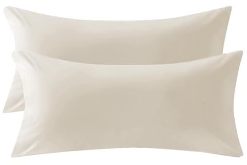 MILDLY Kissenbezug 40x80 Baumwolle Satin,Kissenbezüge 2 Teilig mit Reißverschluss,ÖkoTex Zertifiziert, Weich und Bequem,Beige