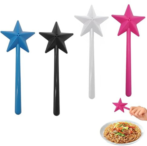 XPEX 4 Pièces Saliere baguette magique Baguette magique sel et poivre Salières et poivrières magiques avec trous pour décoration de table,aguette magique en forme d'étoile pour la cuisine