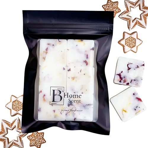 Gingerbread Wax Melts – Handmade in The UK, Highly Scented Soy Blend with Crushed Rose & Calendula Petals – Pack of 6 (12g Each) – Candle Alternative