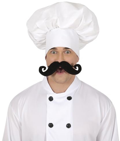 FIESTAS GUIRCA | Kochmütze (Einheitsgröße) - Kostümzubehör für Kochpartys und Feiern - Ideal für Halloween und Karneval - Stoffhut für Erwachsene Unisex - Weiß